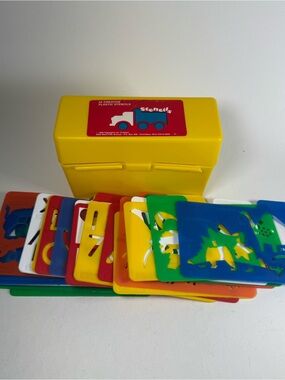 Highlights For Children Vintage 1989 24 Creative Plastic Stencils Case Complete